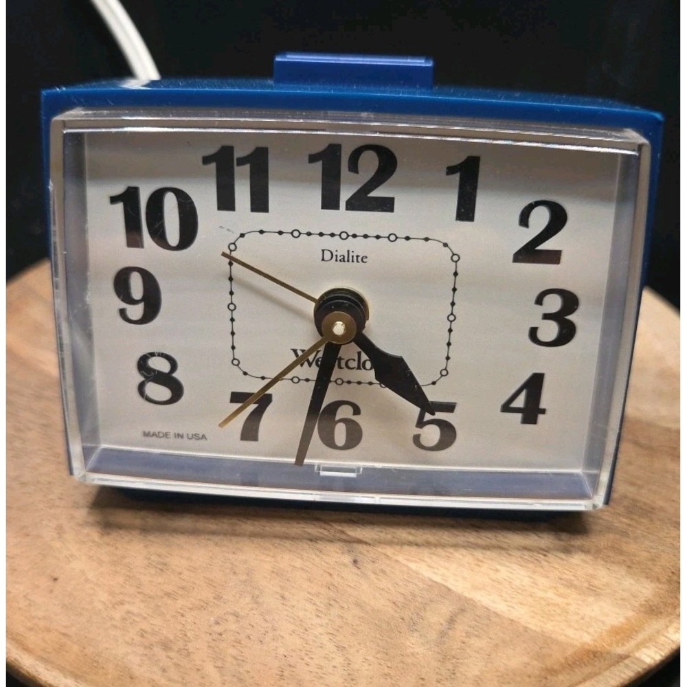 Westclox DIALITE Electric Alarm Clock Model 22090-22540 Vtg USA TESTED Blue